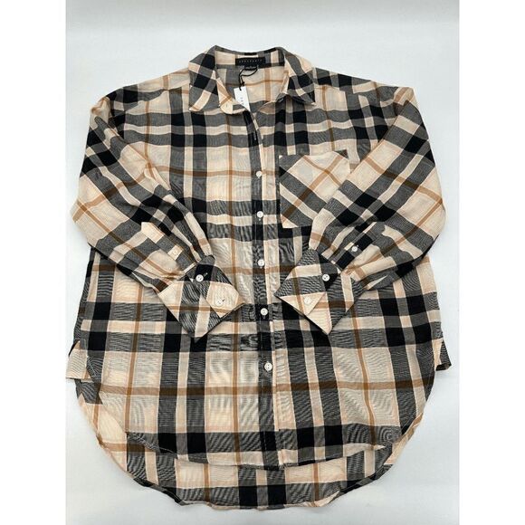 Sanctuary Women's Shirt Button Down Plaid Pocket Accent Sz S Loose Fit NWT - Picture 5 of 7